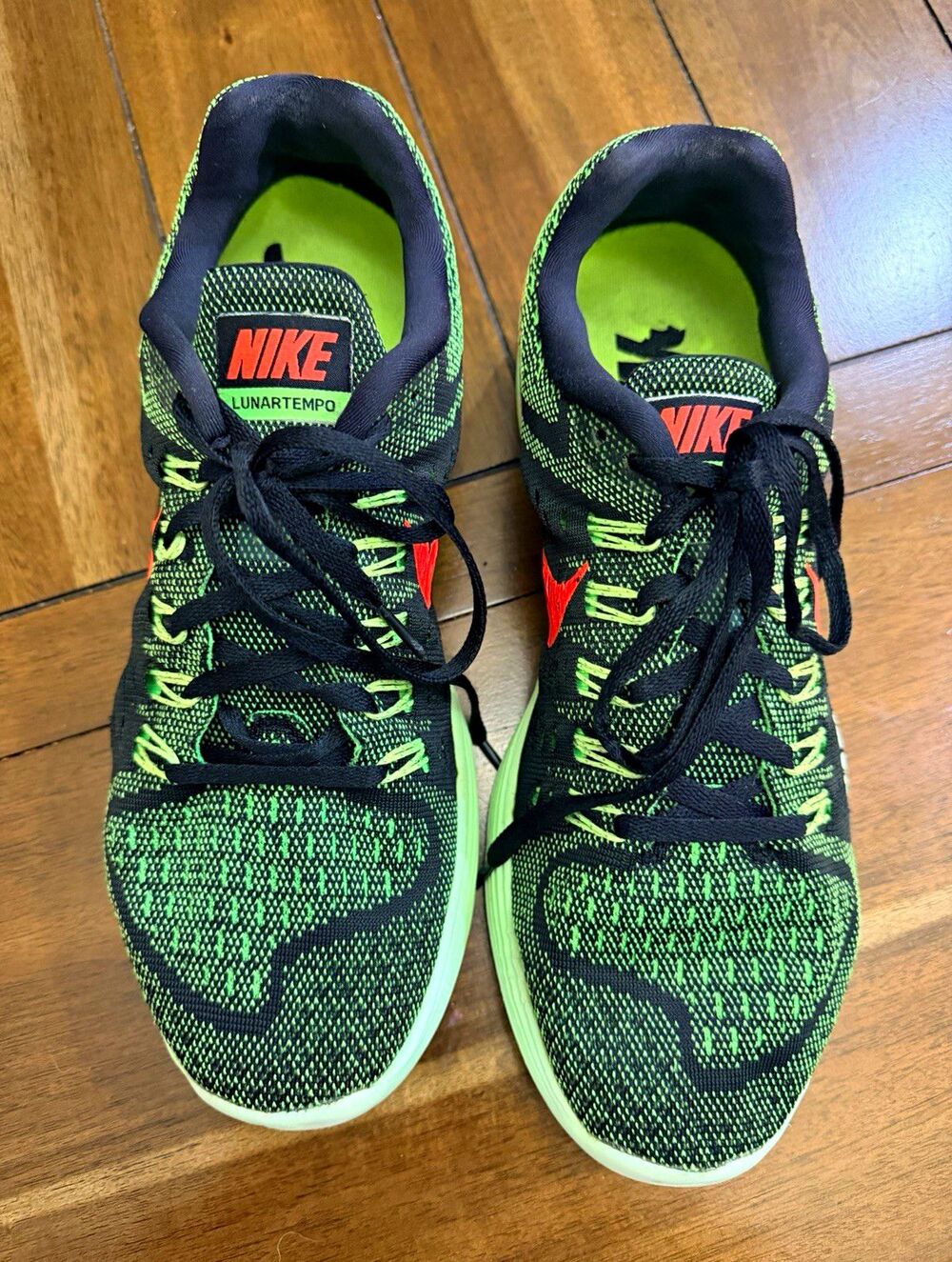 Nike LunarTempo 705461-006 Men’s Size 10 Black Green Orange Running Shoes